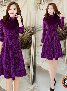 深依度2023秋装新款大码女装秋季时尚优雅奢华金丝绒连衣裙  898