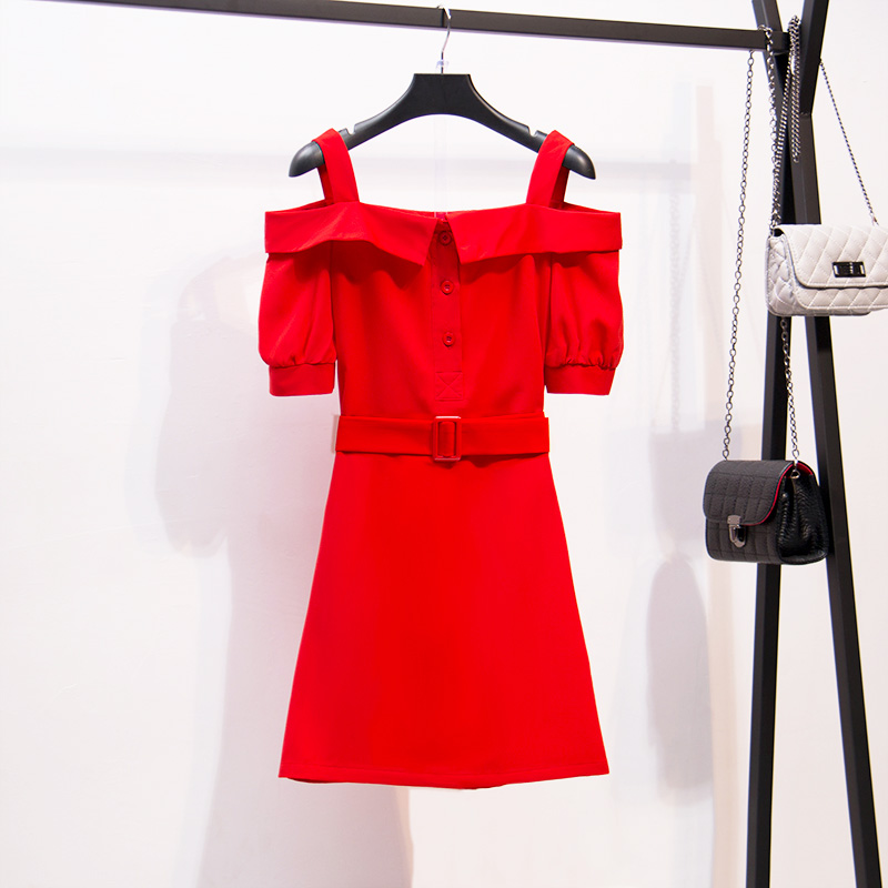 深依度2023夏装新款大码女装夏季时尚优雅短袖修身连衣裙  3003