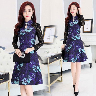 0深依度大码女装奢华蕾丝连衣裙