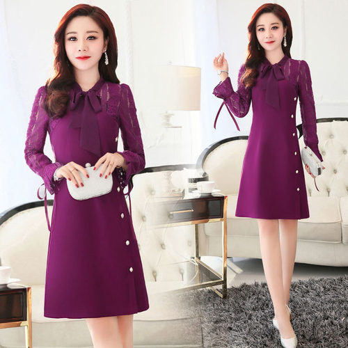 s深依度2021秋冬装蕾丝连衣裙