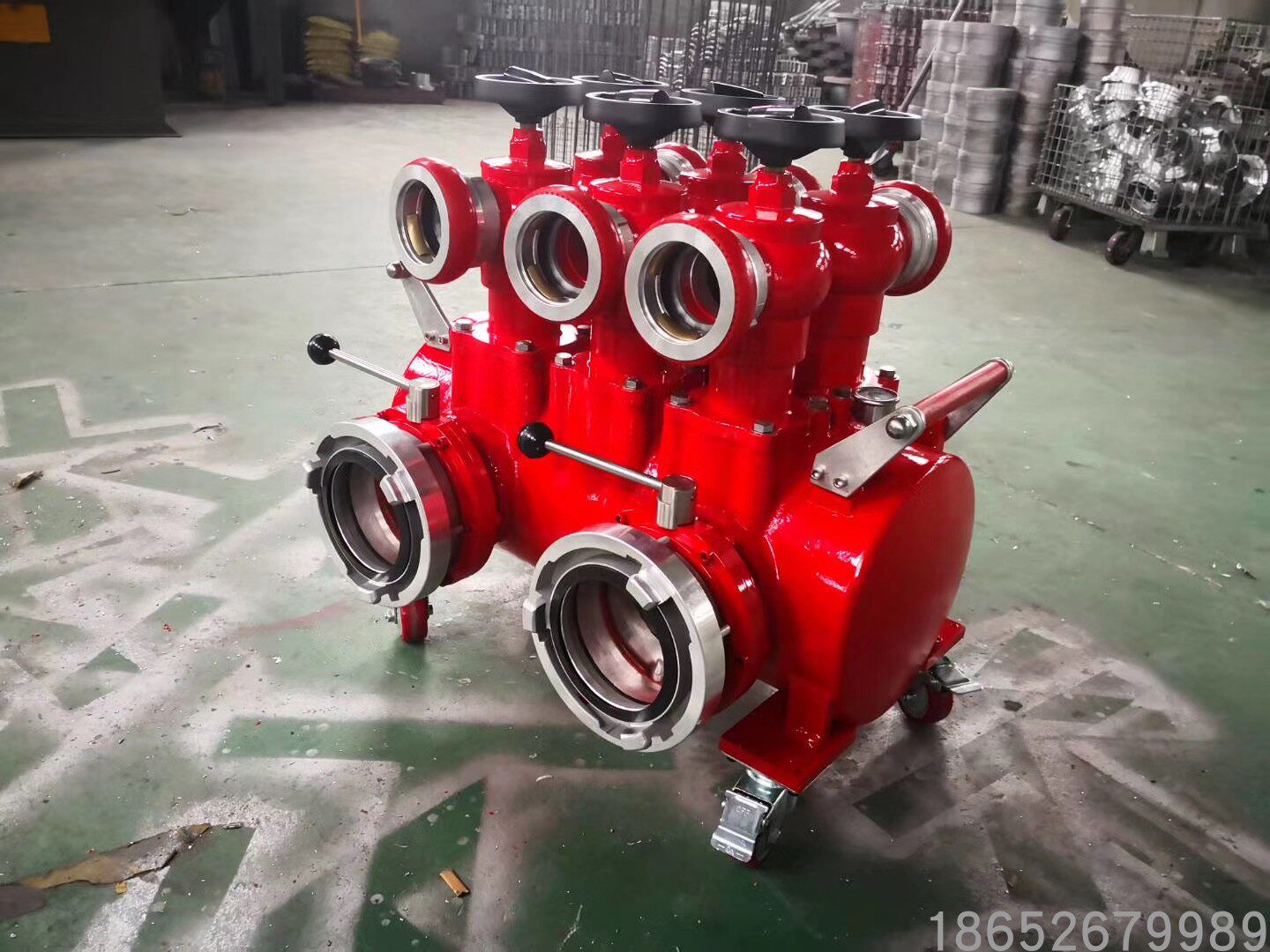 消防四分五分水器不锈钢自锁式接口消防车用大口径分水器远程供水