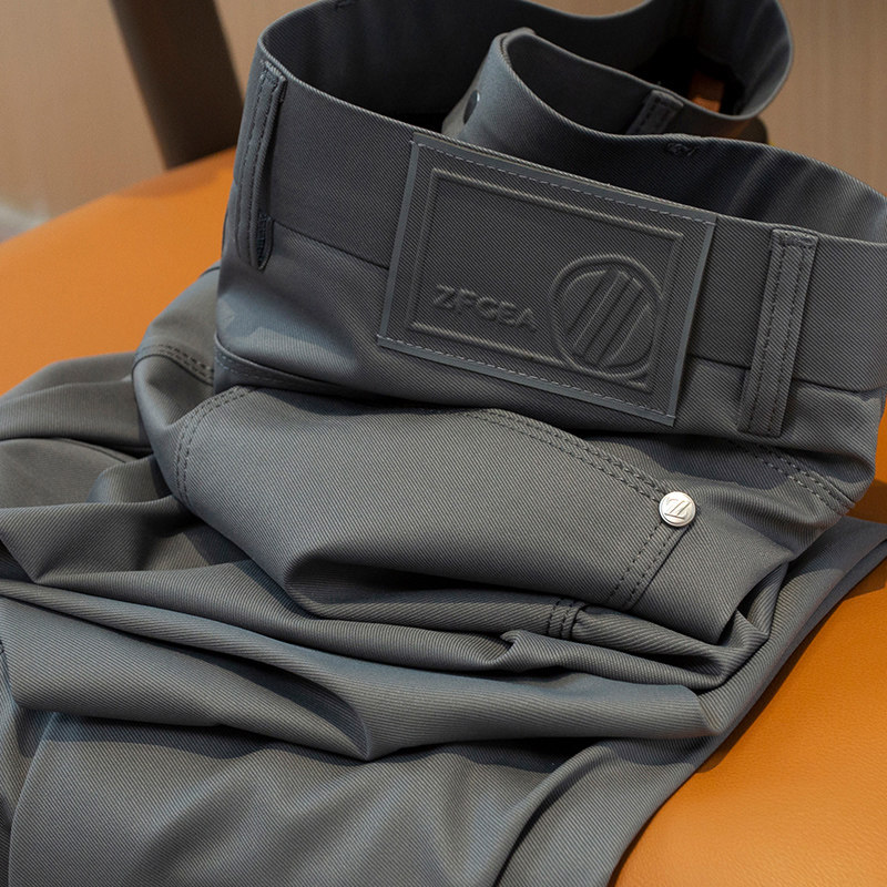 轻奢夏季薄款柔软斜纹卡其色高端欧货休闲裤男修身小直筒西裤男士