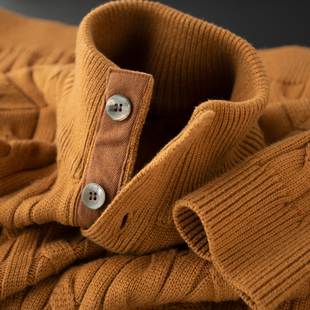 老钱风~高级感绞花休闲立领毛衣男士保暖羊毛针织衫男冬季加厚款