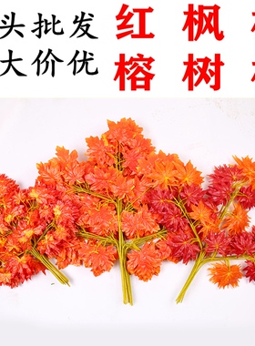 仿真红枫榕树枝绿叶植物室内工程造型装饰造景假银杏叶子绿色树叶