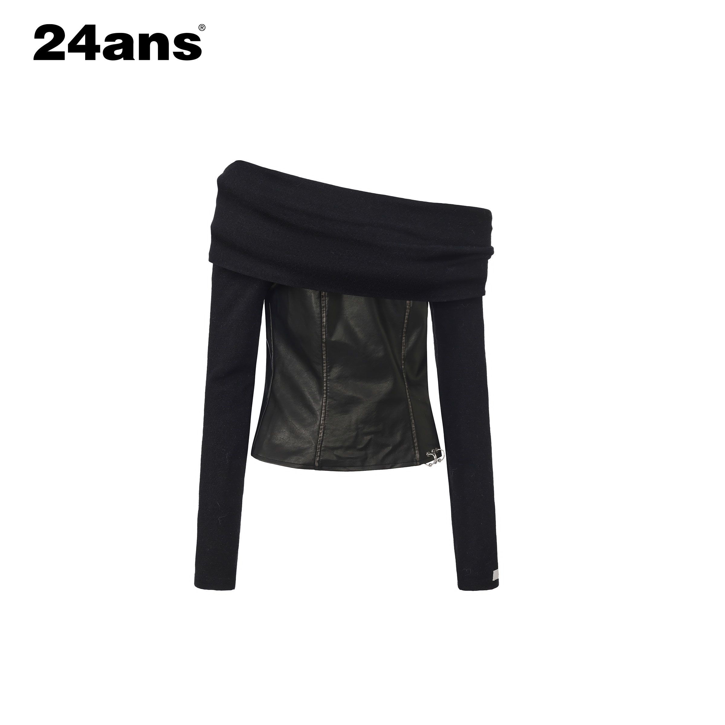 24ANS LTD 擦色拼皮 多穿针织衫