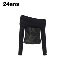 24ANS LTD 擦色拼皮 多穿针织衫