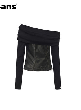 24ANS LTD 擦色拼皮 多穿针织衫