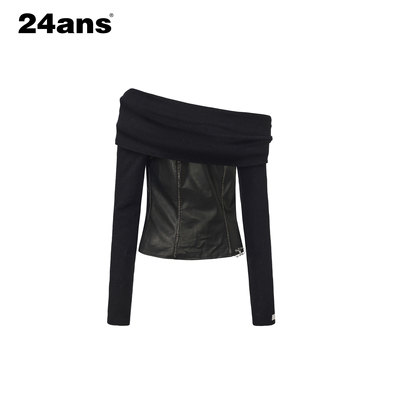 24ANS LTD 擦色拼皮 多穿针织衫