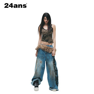 24ANS LTD 轻亚punk吊带 ⑴remake拼接⑵不对称设计⑶做旧铁牌