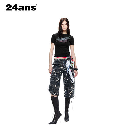 24ANS LTD 朋克grunge牛仔⑴酵素精洗⑵手工磨破⑶定制迷彩面料