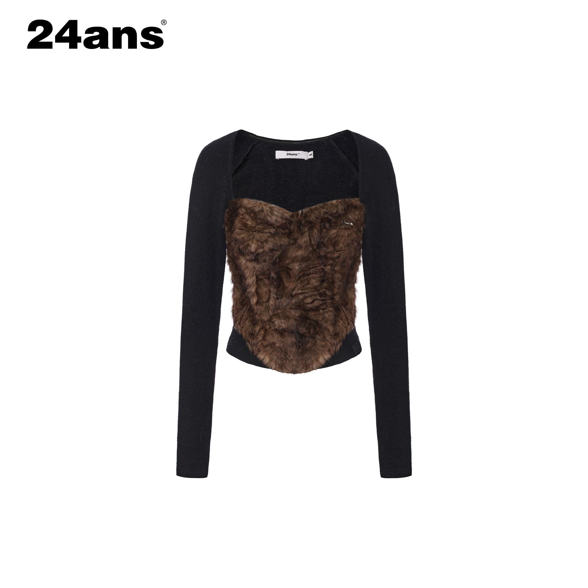 24ANS LTD 毛绒豹纹拼接打底