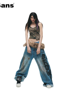 24ANS LTD 朋克grunge牛仔裤 ⑴手工涂鸦⑵酵洗打磨⑶泥染工艺