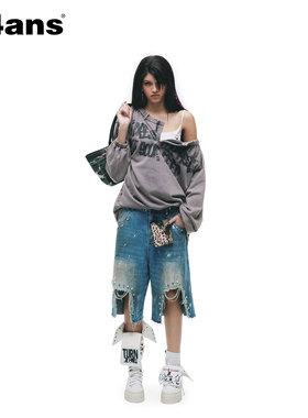 24ANS LTD 朋克grunge牛仔⑴黄泥浸染⑵破坏毛须边⑶remake铆钉
