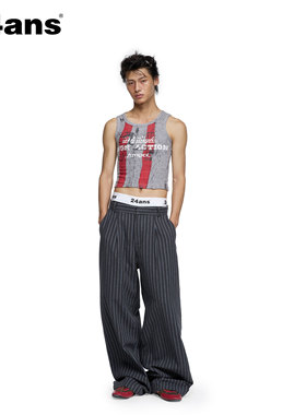 24ANS LTD副线TMN 男女同款深灰条纹西裤