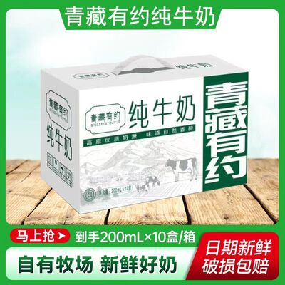 宁夏牧场产区青藏有约纯牛奶200ml*10盒整箱纯牛奶学生早餐奶