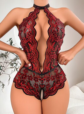 Plus Size Lingerie for Women Lace Bodysuit Halter Nightgown