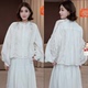 55343 女士白色上衣圆领法式 辰大嗓严选