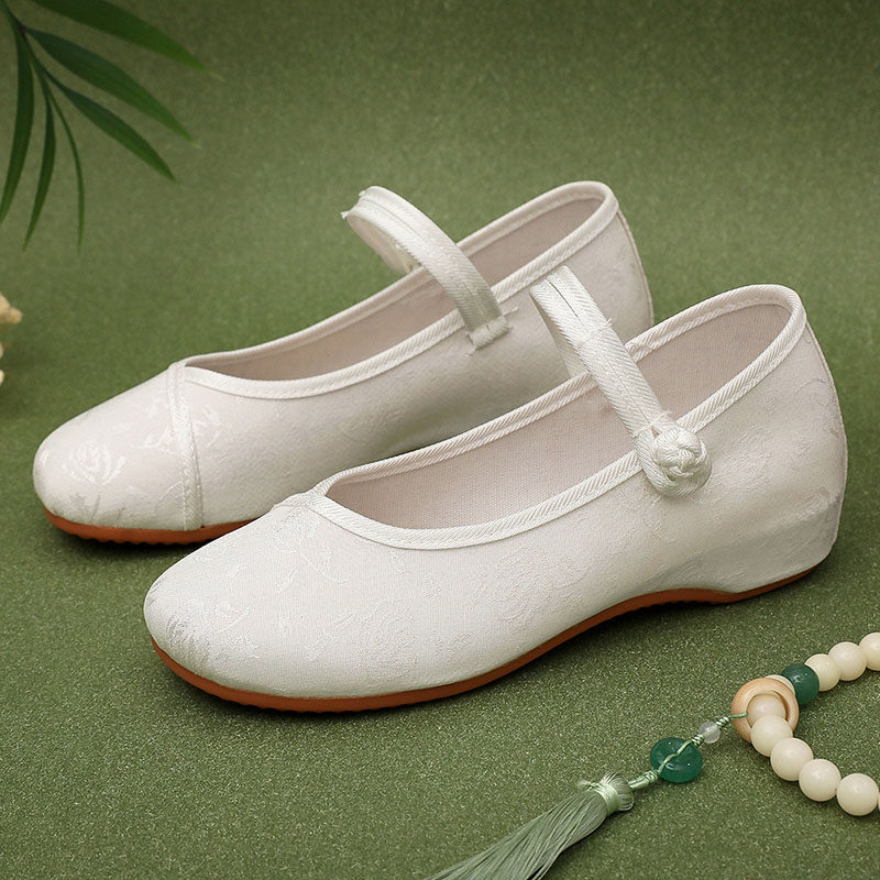 白色布鞋工作鞋软底中式国风配裙子单鞋女禅意配旗袍汉服平底跳舞