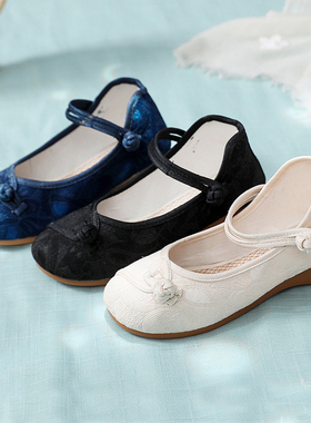 民族风北京妈妈布鞋软底女舒适中老年休闲单鞋茶艺师平底工作鞋黑