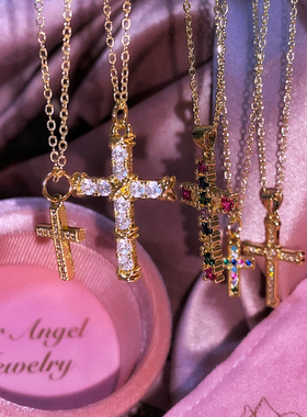 辣妹超闪彩色锆石排钻镀金项链