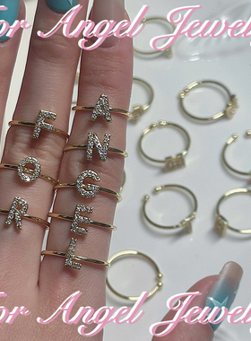 辣妹叠戴英语字母镀金开口关节戒