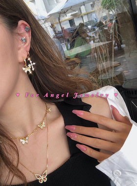 独家欧美INS少女镀金蝴蝶锁骨链