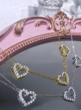 For Angel / 日韩欧美少女bi备绝美超闪三颗爱心微镶锆石镀金项链