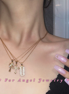 项链通体椰子树刀片镶满钻叠