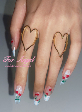 钛钢镀金戒指甜美简约镂空爱心