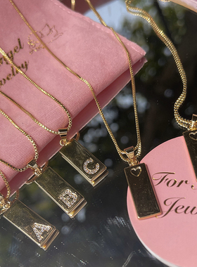 欧美简约项链铜镀金字母