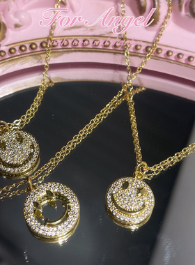 for angel自制｜日常好搭配！3款可选！简约可爱微镶锆石笑脸项链