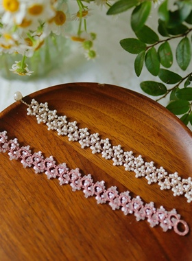 手工蕾丝梭编人鱼姬手链小红书同款高级感气质女小众礼物可定制