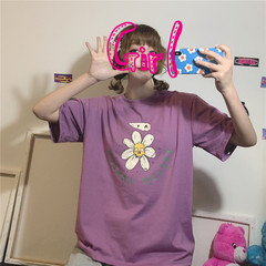 實拍實價2021夏新款短袖印花棉T恤女