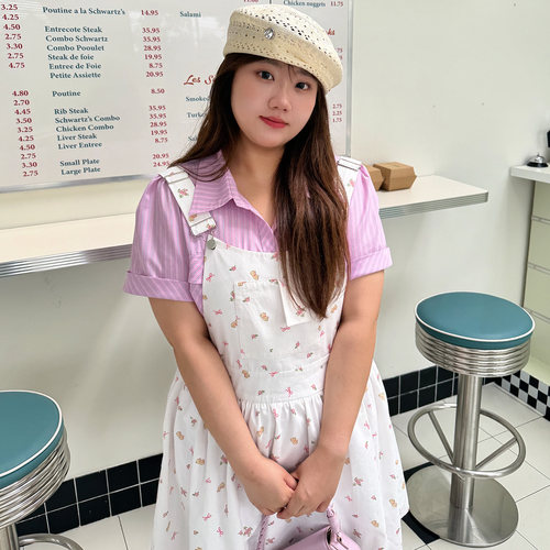 YUZI鱼子法式甜美碎花背带裙显瘦