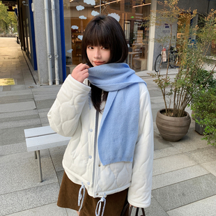 YUZI鱼子韩系棉衣外套女加厚短款白色冬季甜美宽松棉服大码女装