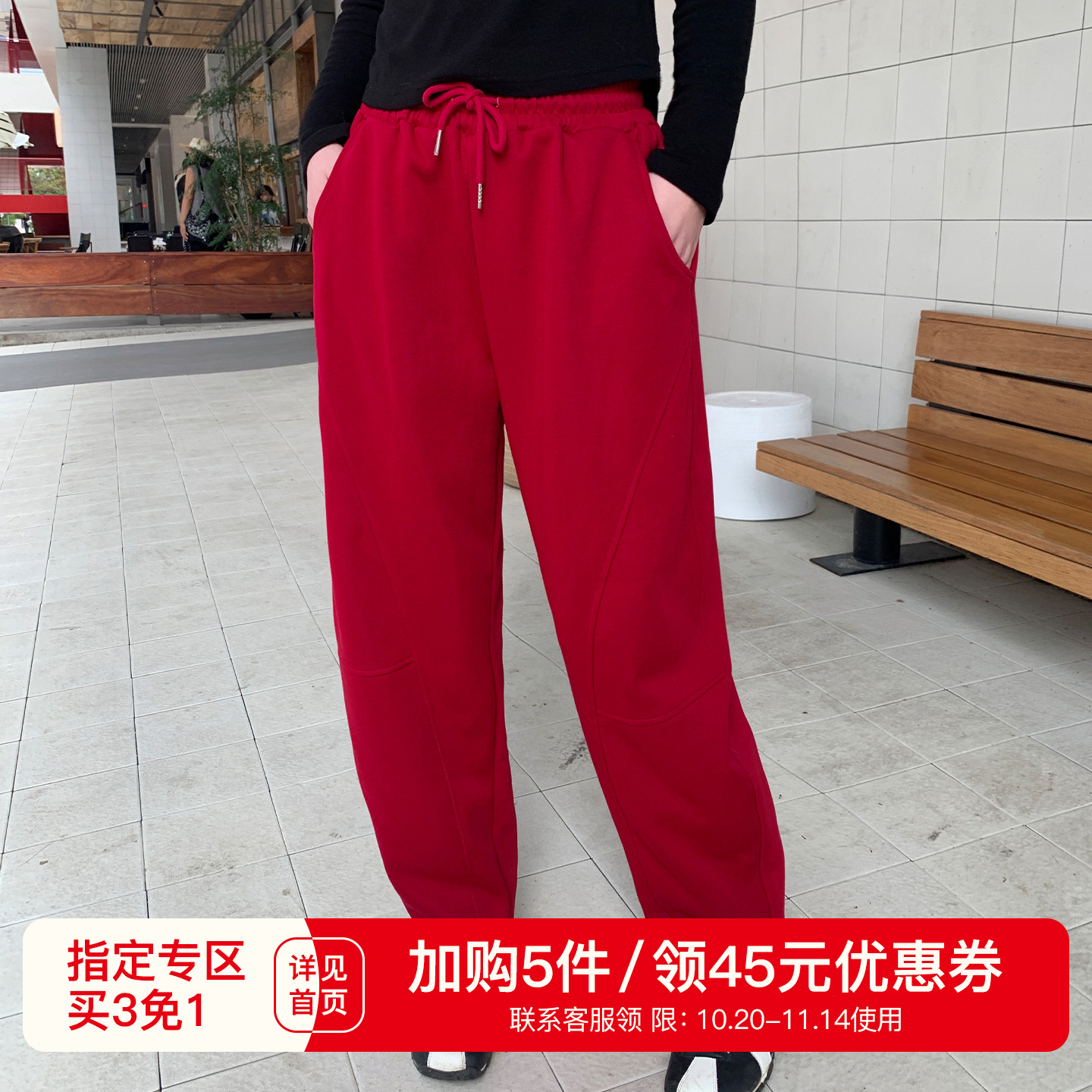 YUZI鱼子复古弯刀休闲裤子慵懒