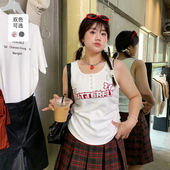 YUZI鱼子上衣U型吊带背心大码 微胖mm妹显瘦遮肉200斤气质百搭 女装