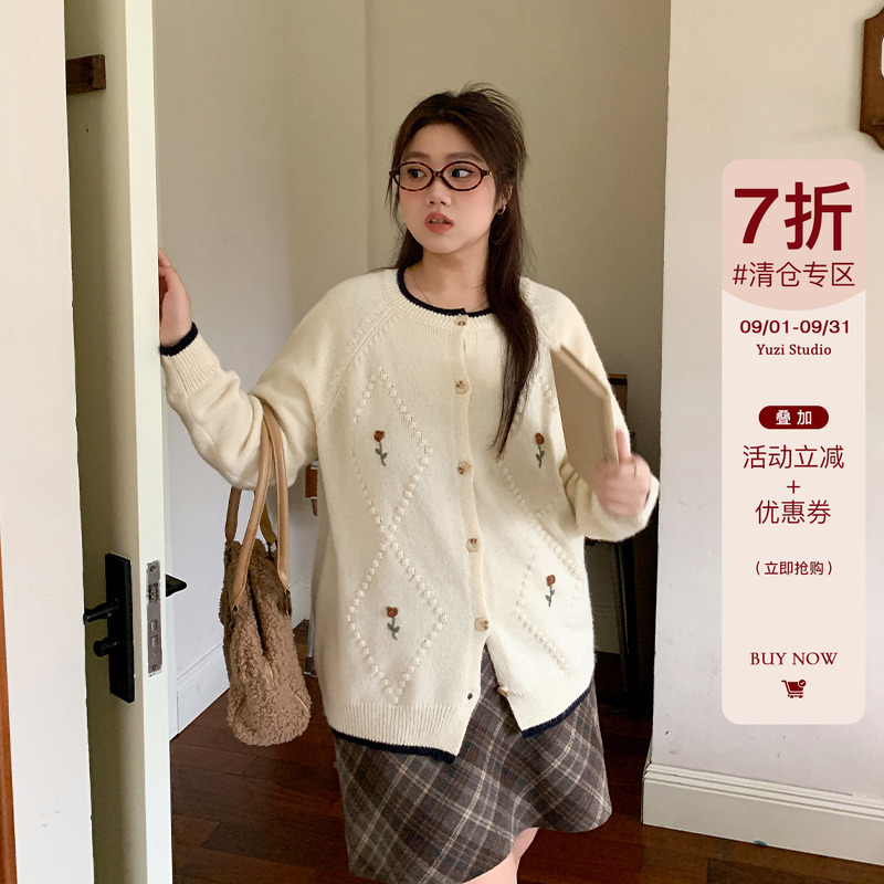 YUZI鱼子森系针织开衫甜美文艺