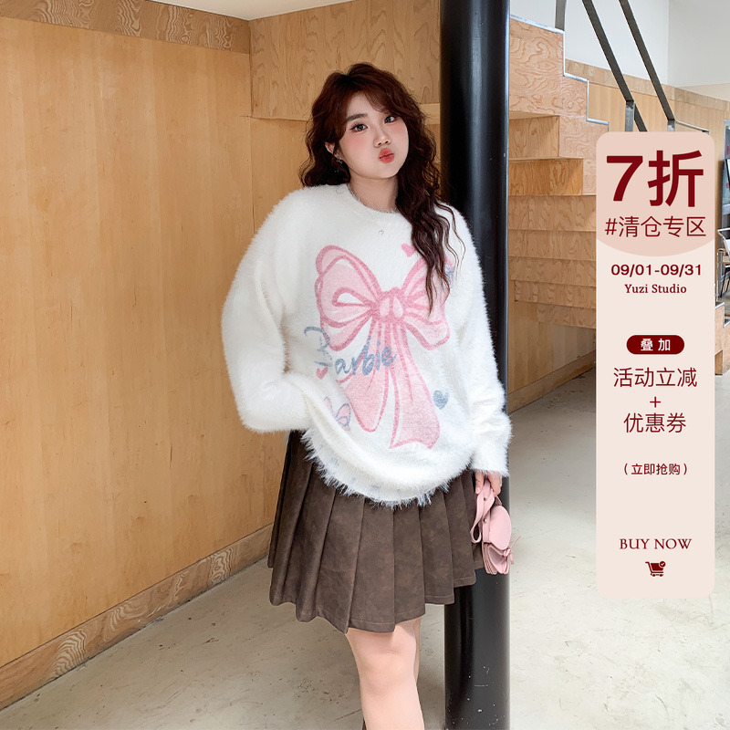 YUZI鱼子上衣蝴蝶结毛衣甜美温柔
