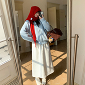 简约百搭休闲裙显瘦大码 YUZI鱼子高腰A版 针织白色半身裙女中长款