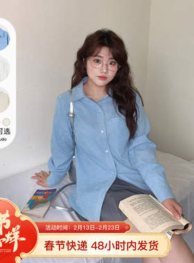 YUZI鱼子翻领衬衫女装大码200斤微胖mm显瘦遮肉清新减龄通勤百搭