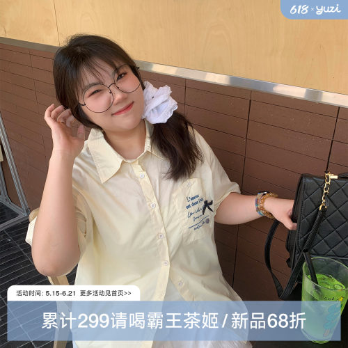 YUZI鱼子纯棉刺绣衬衫蝴蝶结甜酷