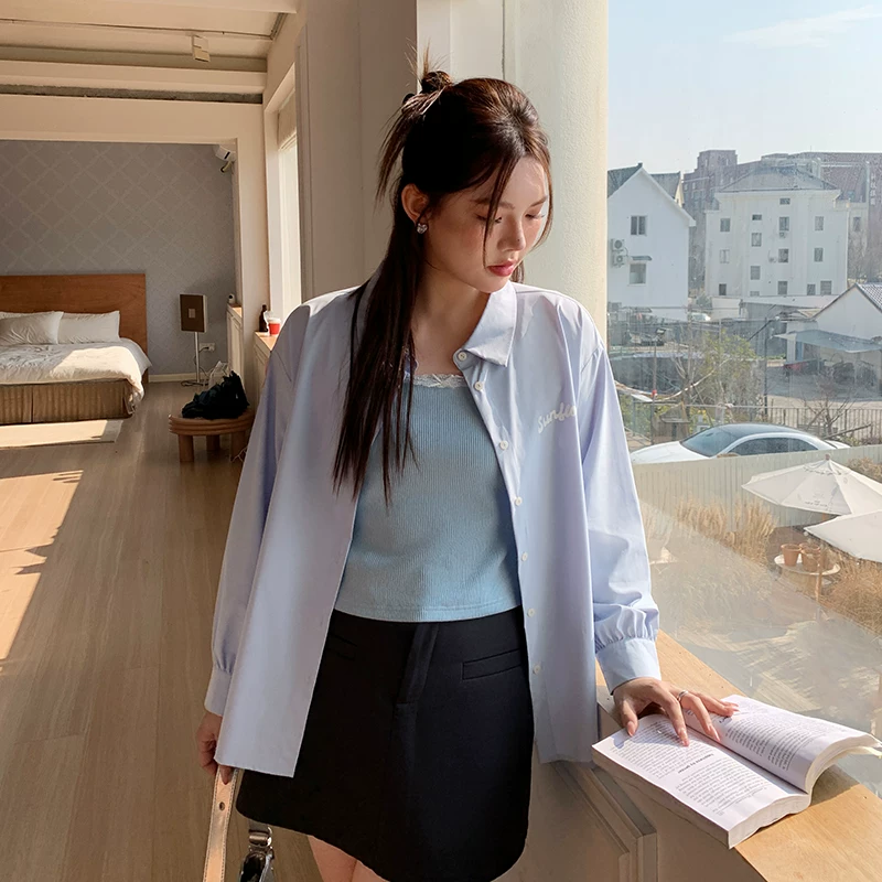 [YUZI鱼子上衣凉感防晒衬衫外套大码女装微胖mm显瘦遮肉200斤透气]