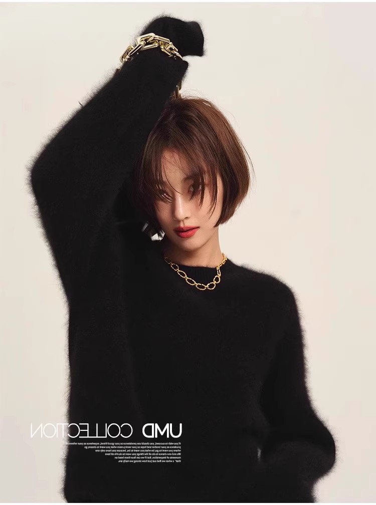 法式温柔风圣诞红色水貂绒毛衣