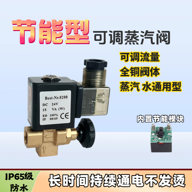 可调式蒸汽电磁阀TJF-08 2分接口 烫台熨斗蒸汽气阀 AC220V DC24V