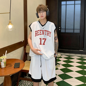 高街美式外穿无袖篮球服套装时尚潮流宽松休闲17号运动服T12TP55图片