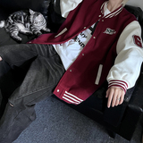 美式复古夹克外套撞色贴布多色休闲棒球服秋款潮HY202P108控138，男装夹克，电商A102B