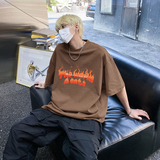 美式vibe圆领纯棉短袖T恤火焰印花宽松休闲打底衫HY573TP20，男装T恤，电商A102B