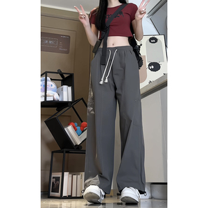 直筒显瘦阔腿裤男女设计感裤脚可调节cityboy日系休闲裤K566TP38图片