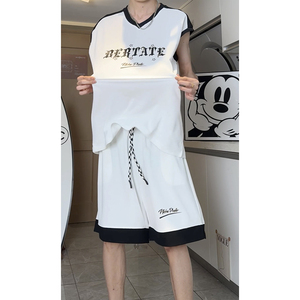 美式外穿篮球运动服套装oversize潮流无袖宽松休闲运动服T13TP55图片